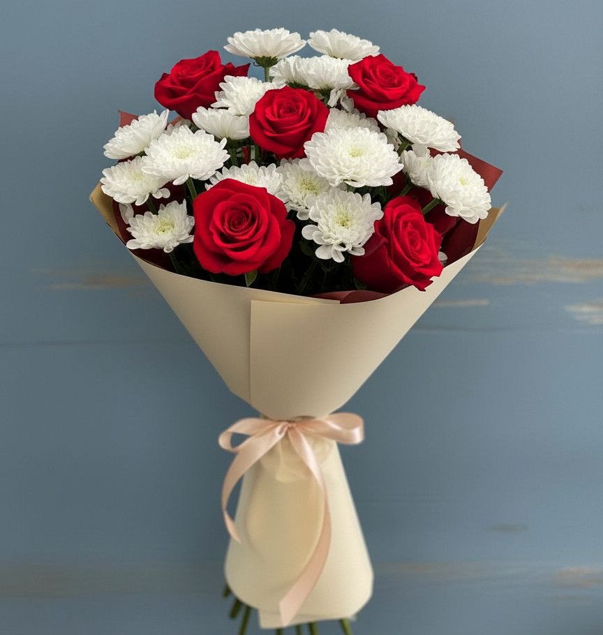 Букет цветов из: Розы и Хризантемы в Энеме