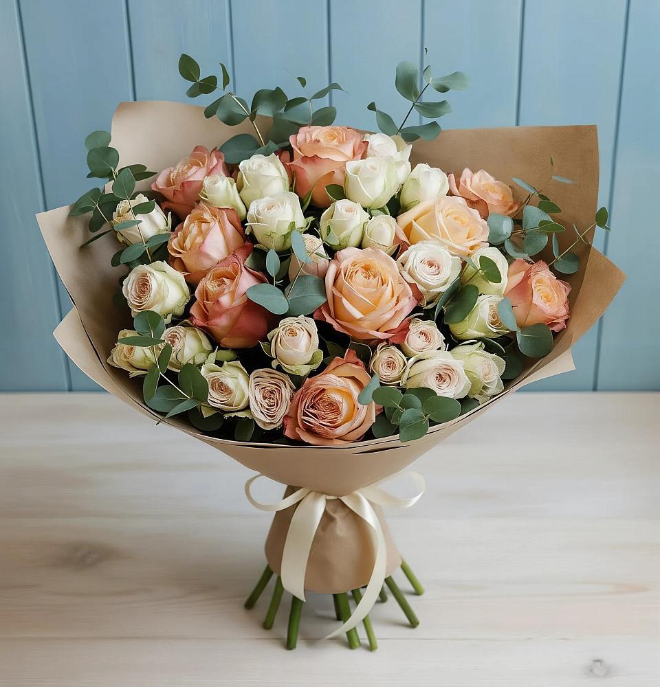 Букет цветов из: Альстромерии и Розы в Энеме