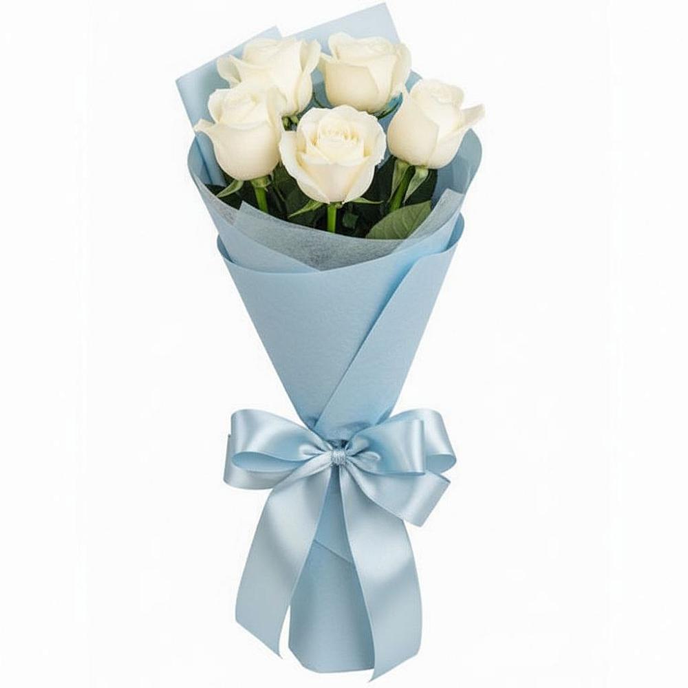 Букет 5 Белых роз Проуд в Энеме