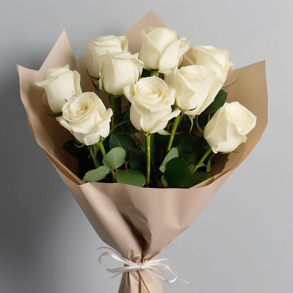 Букет 9 Белых роз Эдлесс Лав в Энеме