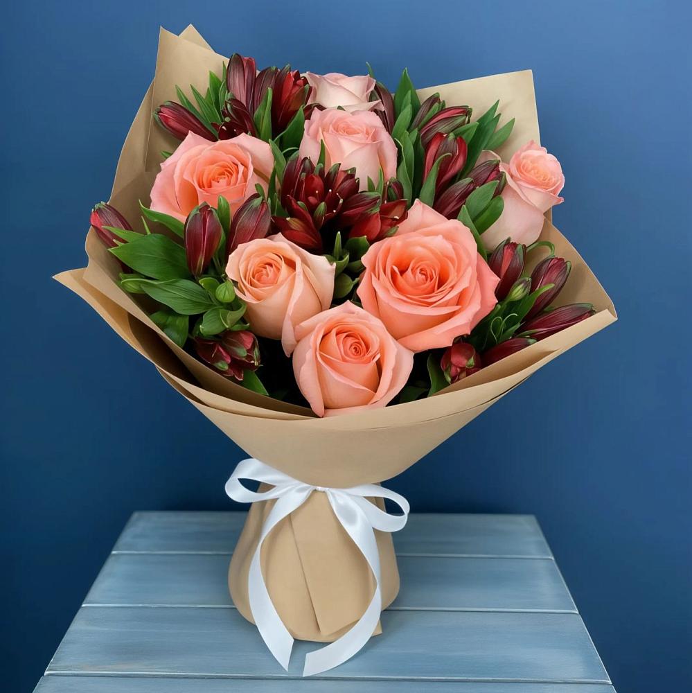 Букет цветов из: Розы и Альстромерии в Энеме