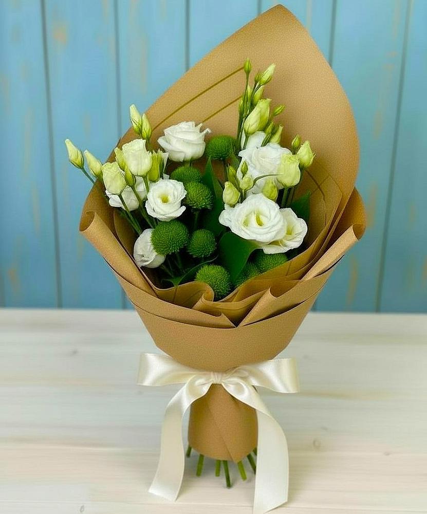 Букет цветов из: Хризантемы и Лизиантусы в Энеме