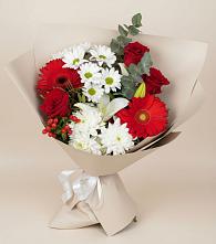 Букет цветов из:  Розы, Хризантемы, Герберы и Лилии в Энеме