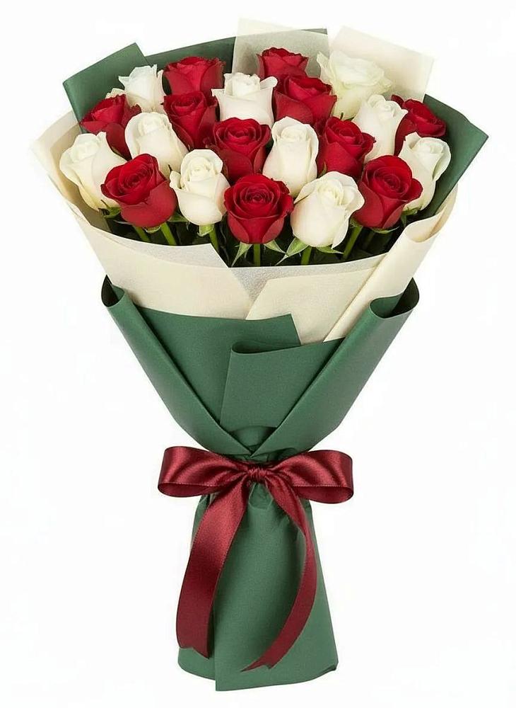 Букет Микс из красных и белых роз в Энеме