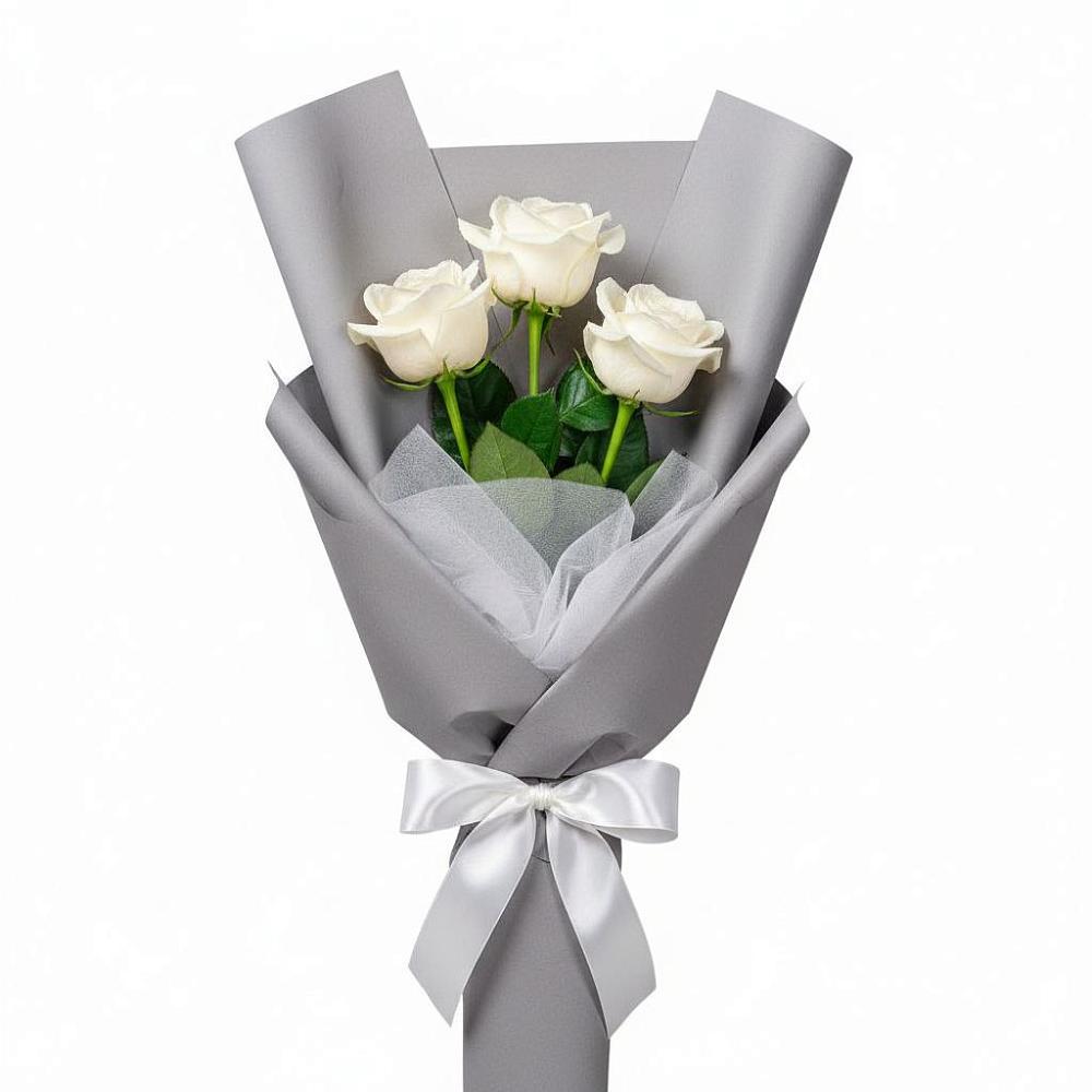 Букет 3 белые розы в Энеме