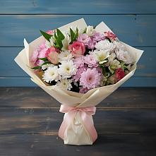 Букет цветов из:  Хризантемы, Альстромерии и Розы в Энеме