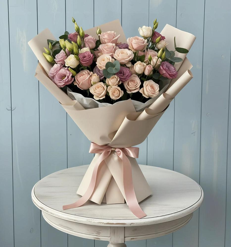 Букет цветов из: Розы и Лизиантусы в Энеме