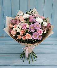 Букет цветов из:  Хризантемы, Розы и Альстромерии в Энеме