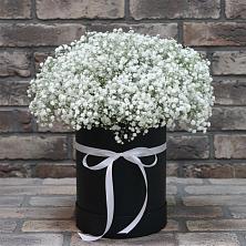 Цветочная композиция из Гипсофила в шляпной коробке в Энеме